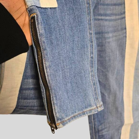 Rag & Bone Relay Racer Skinny Jeans Women's Size 25 Blue Stripe Zip Ankle Design - Picture 13 of 13